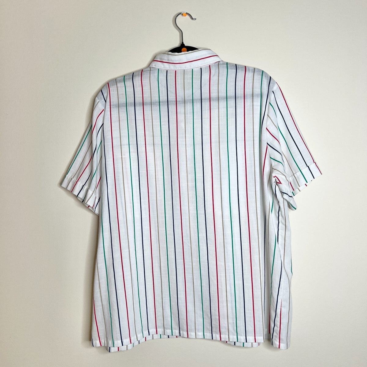Vtg 70s Mens Mixed Striped Button-up Shirt Classic Coastal Resort Vacation Camp
