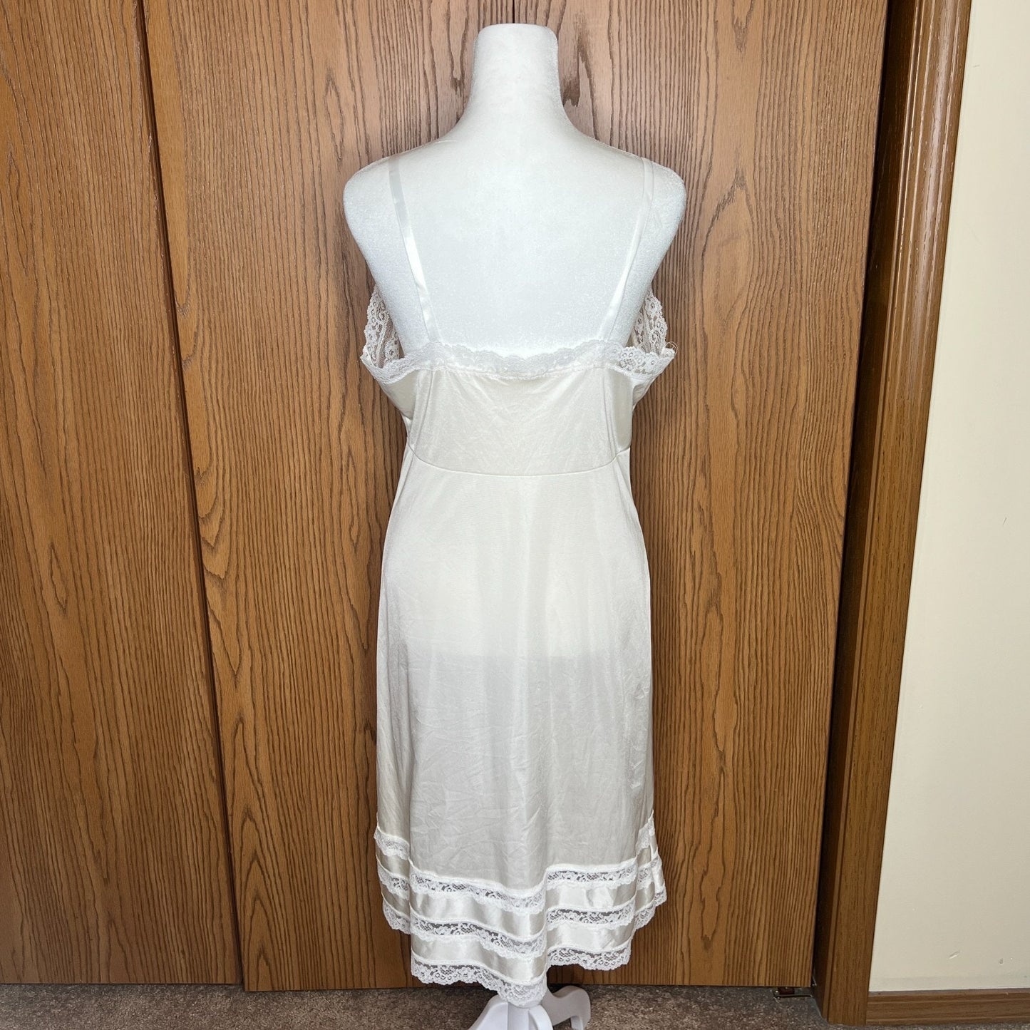 Vintage 80s Sliperfection White Slip Dress Lace Sheer Coquette Soft Girl Angel
