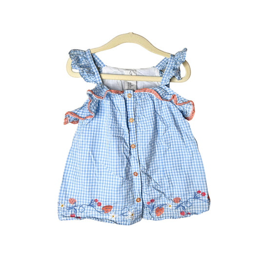 Joie Girls Dress 3T Blue Gingham Embroidered Strawberry Cottage Spring Dainty