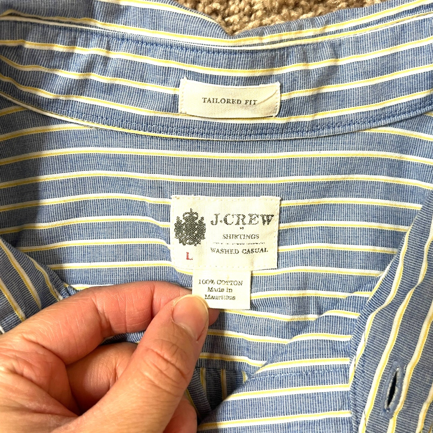 J. Crew Mens Tailored Fit Striped Button-down Shirt L Classic Preppy Minimalist