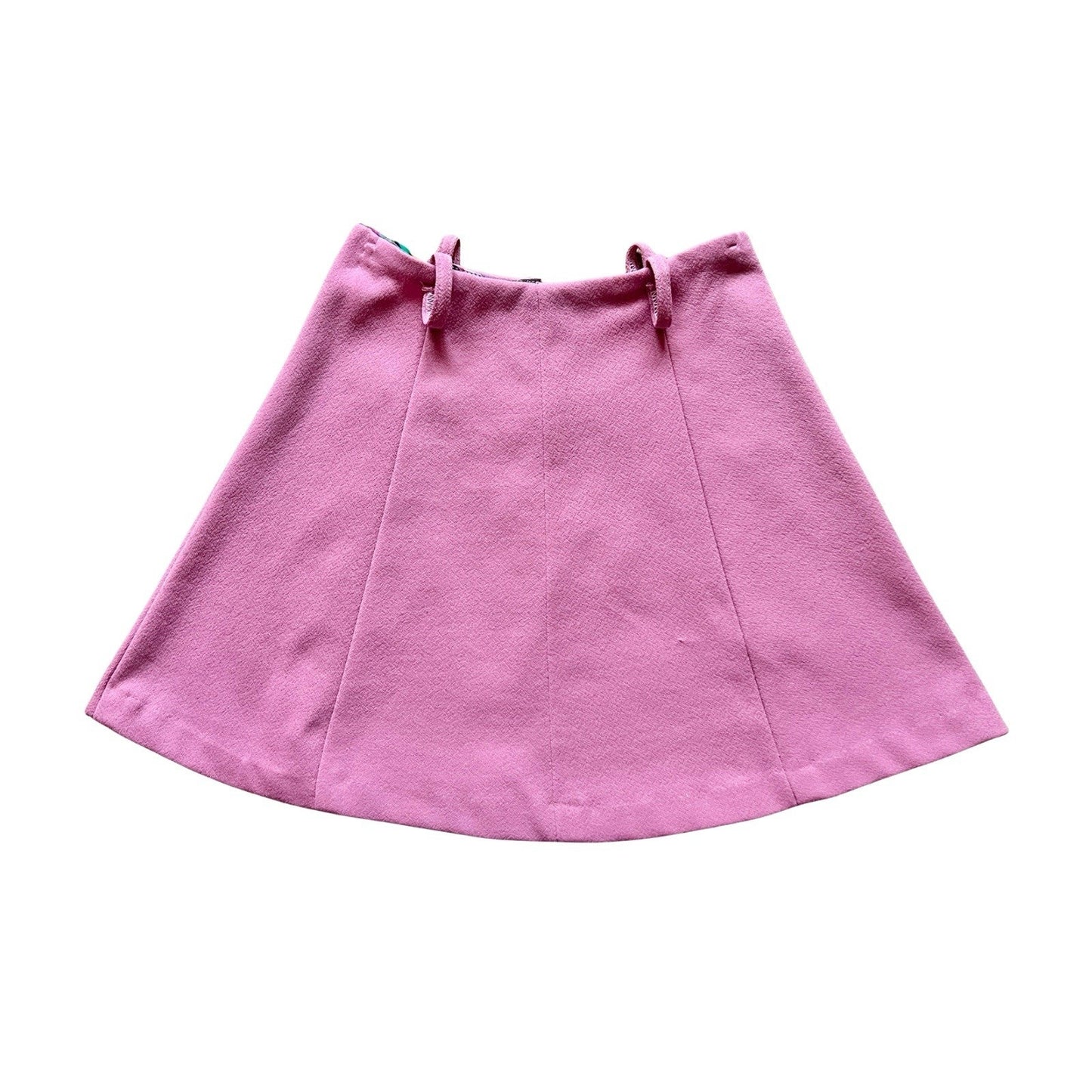 Vtg 70s Mini Skirt Bubblegum Pink Belt Loops Coquette Soft Girl Feminine Barbie