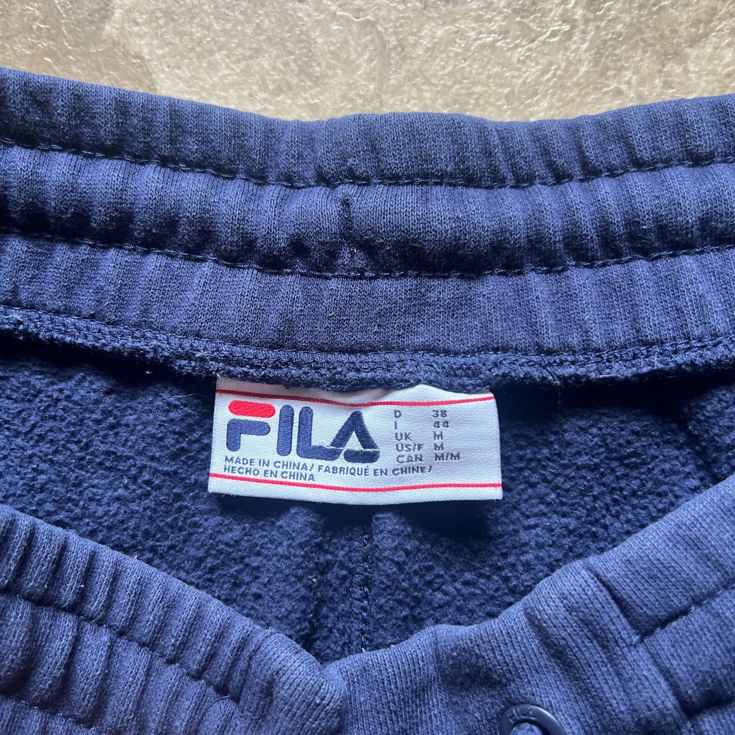 Vtg Y2K Fila Jogger Sweatpants M Navy Embroidered Logo Athleisure Sporty Skater
