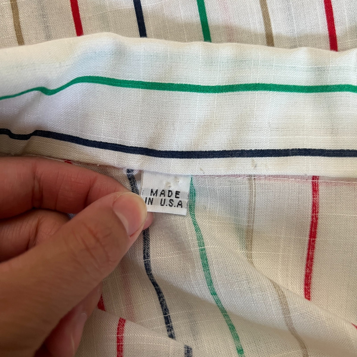 Vtg 70s Mens Mixed Striped Button-up Shirt Classic Coastal Resort Vacation Camp
