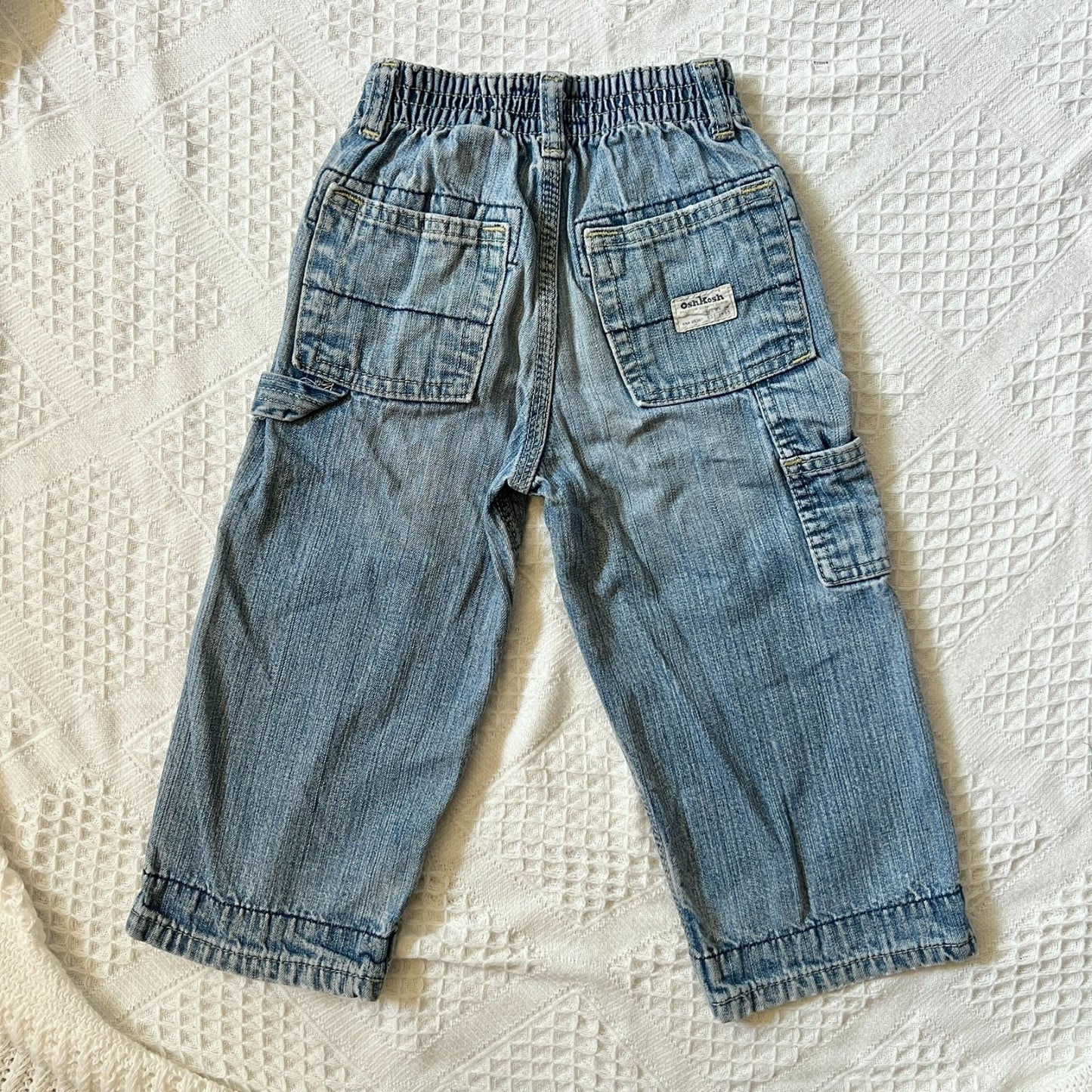 Vtg 90s OshKosh Toddler Cargo Carpenter Jeans 3T Baggy Skater Grunge Urban Punk