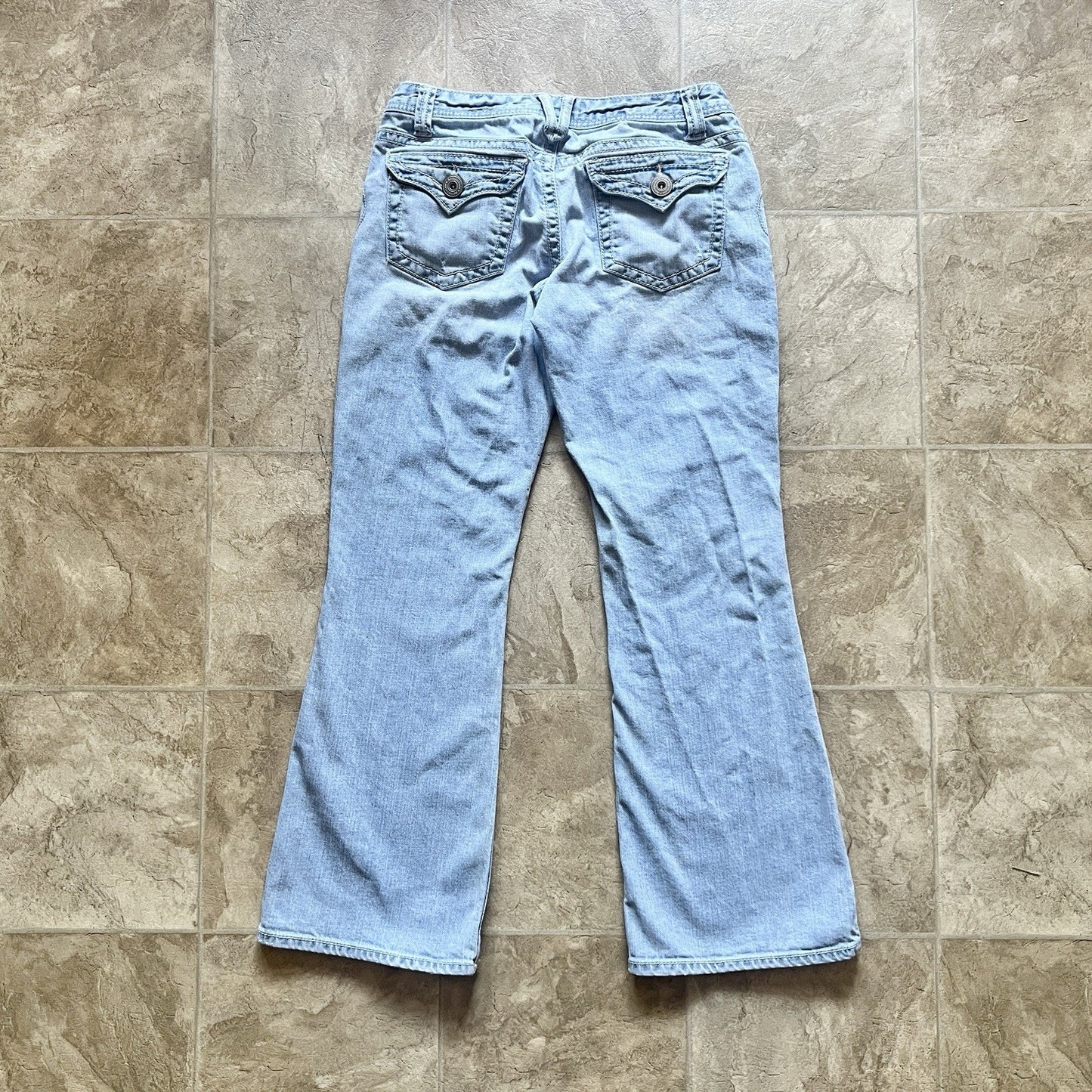 Vintage Y2K Aeropostale Womens Hailey Skinny Flare Size 5/6 Low Rise Light Wash Distressed