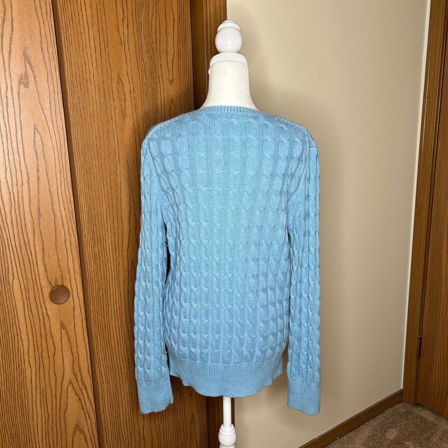 Vtg Y2K Gap Cable Knit Sweater Blue Angora Blend Coquette Classic Preppy Dainty