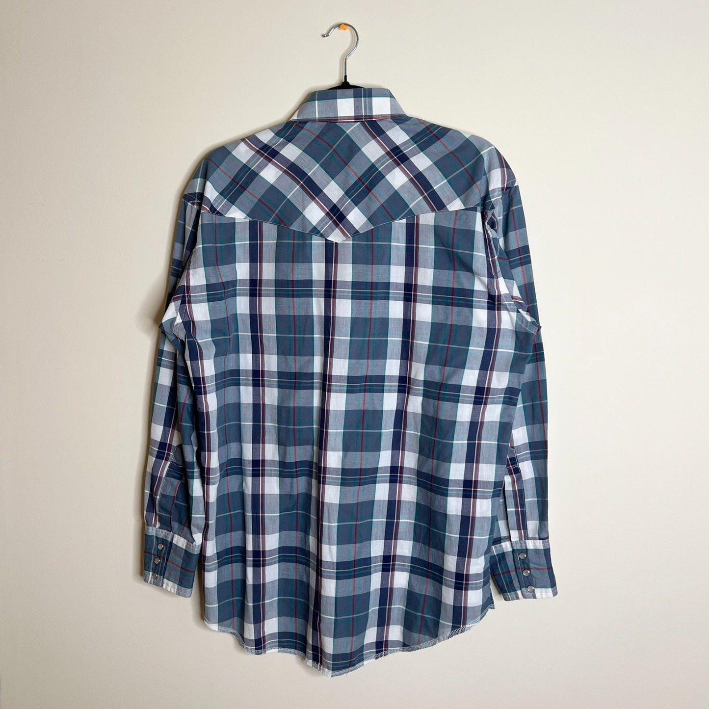 Vtg 90s Wrangler Button-down Shirt XL Plaid Pearl Snap Buttons Western Classic