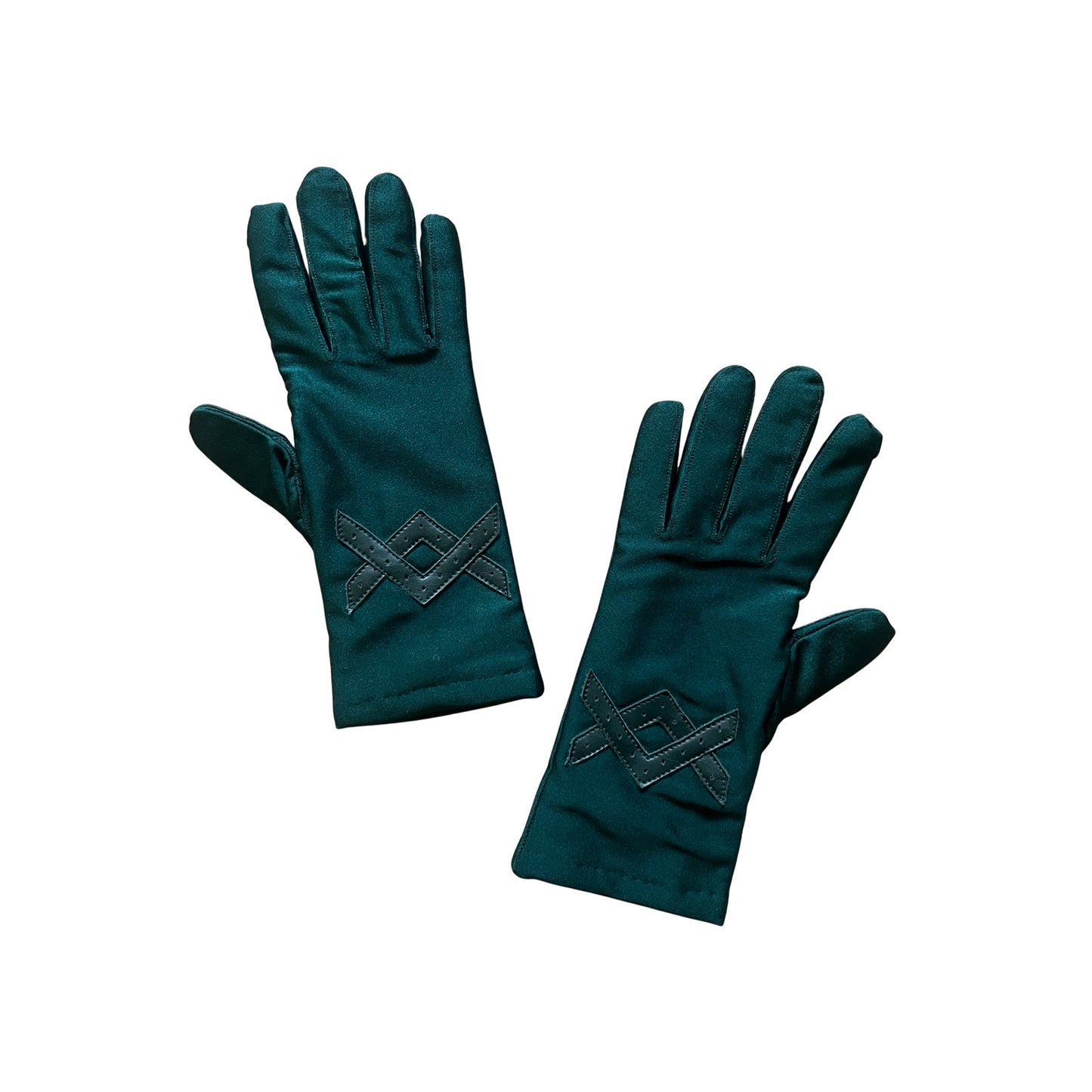 Womens 80s Style Driving Gloves Dark Emerald Green Faux Leather Lined Holiday Christmas Biker Steampunk