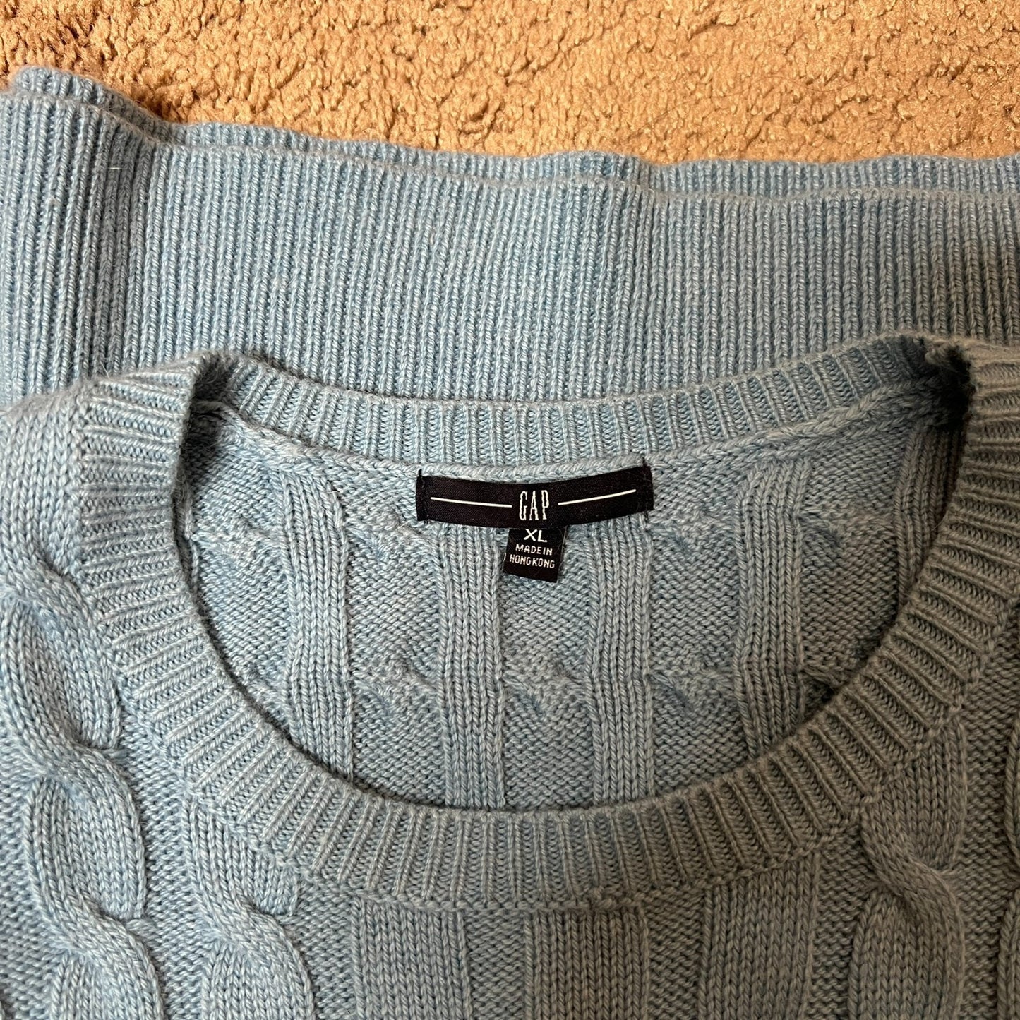 Vtg Y2K Gap Cable Knit Sweater Blue Angora Blend Coquette Classic Preppy Dainty