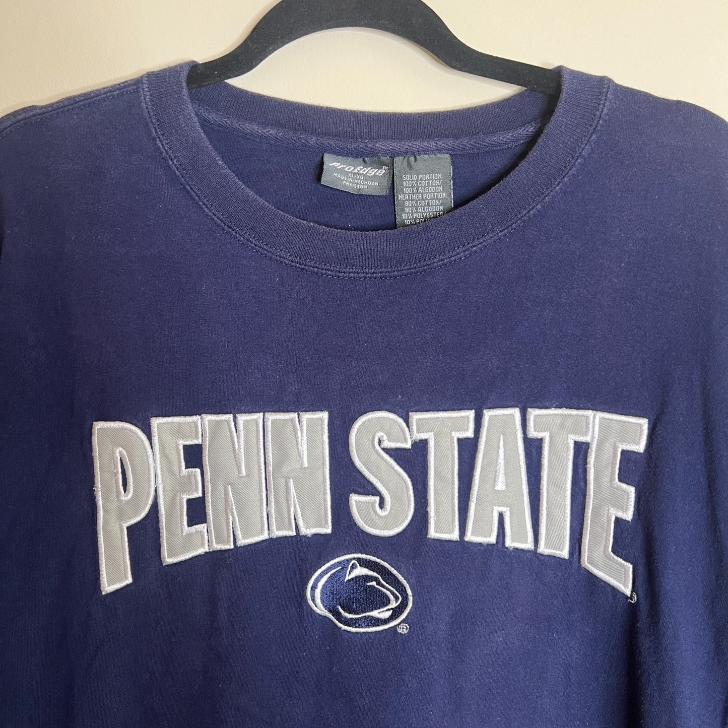 Vtg 90s Penn State Mens T-Shirt Size XL Blue Embroidered Preppy Sporty Classic
