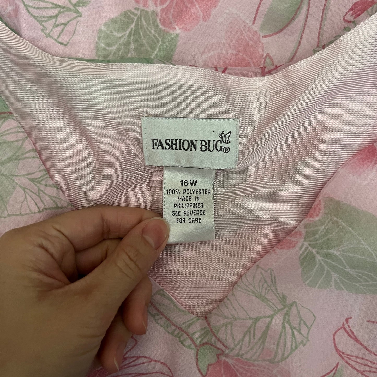 Vtg 90s Fashion Bug Midi Dress 16W Pink Floral Ruffled Feminine Romantic Soft Girl