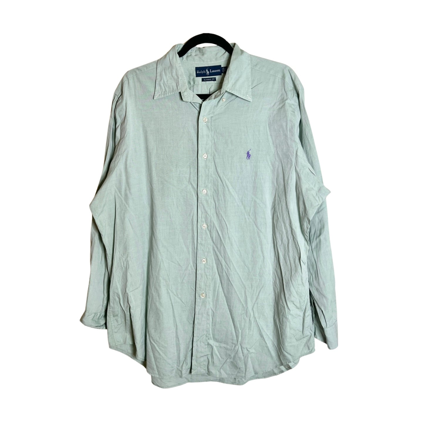 Vtg 90s Ralph Lauren Button-down Shirt 16.5 32/33 Seafoam Classic Coastal Preppy