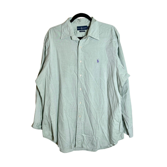 Vtg 90s Ralph Lauren Button-down Shirt 16.5 32/33 Seafoam Classic Coastal Preppy