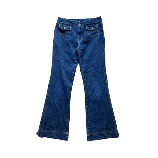 Vintage Y2K 2003 Old Navy Girls Flare Jeans Size 12 Dark Wash Wide Leg