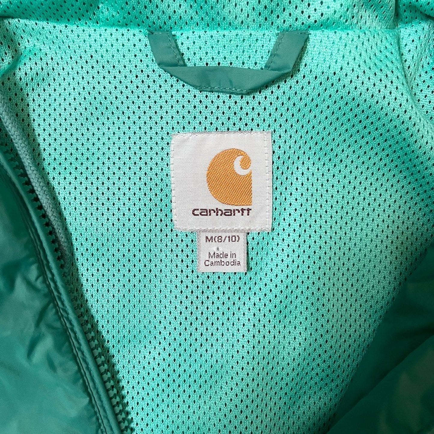 Carhartt Womens Windbreaker Rain Jacket Size M Teal Green Outdoor Gorpcore Hiking Granola Girl