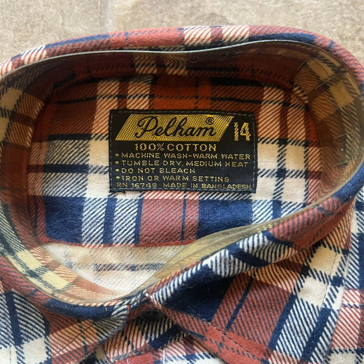 Vintage 60s Pelham Flannel Shirt Boys 14 Plaid Flannel Deadstock Autumn Classic