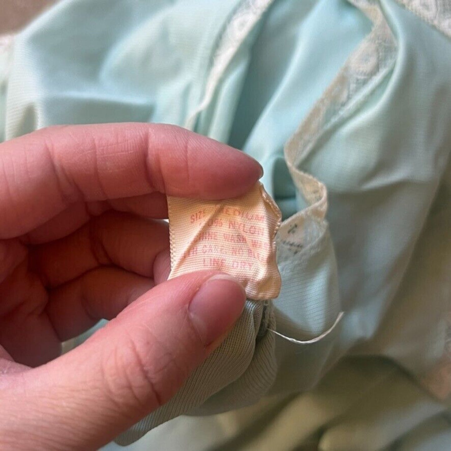 Vintage 60s Babydoll Slip Dress M Blue Lace Trim Coquette Fairy Dainty Feminine