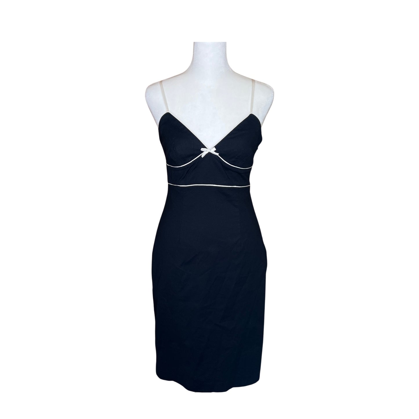 Vtg 90s Express Babydoll Dress 6 Black Satin Bow Coquette Romantic MInimalist