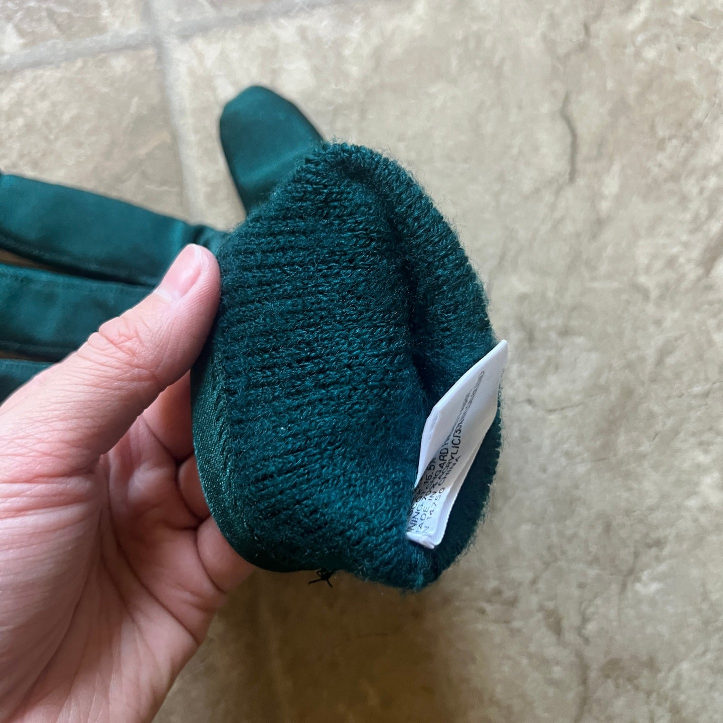 Womens 80s Style Driving Gloves Dark Emerald Green Faux Leather Lined Holiday Christmas Biker Steampunk