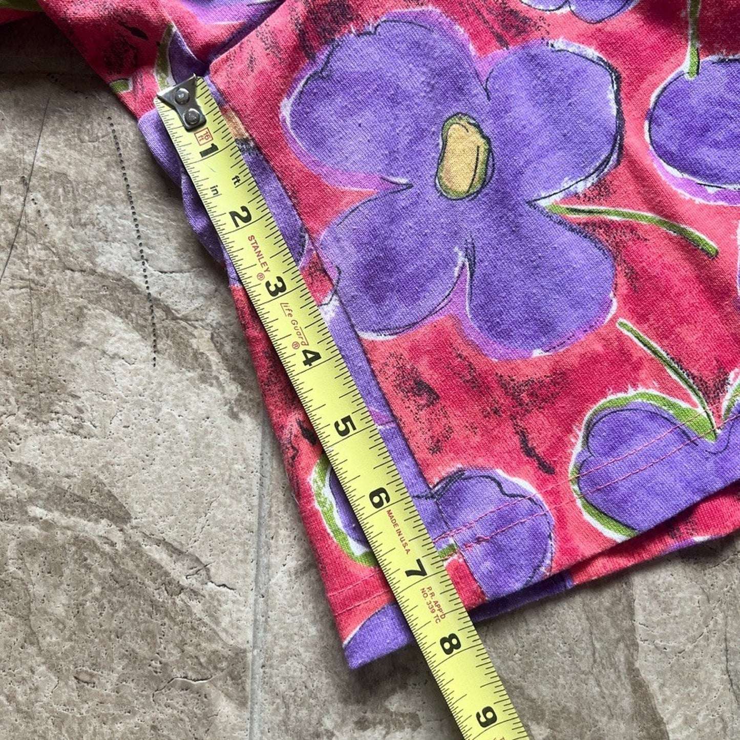 Vtg 80s YS Sport Floral Shorts 2X Multi-color Elastic Whimsical Vibrant Artsy