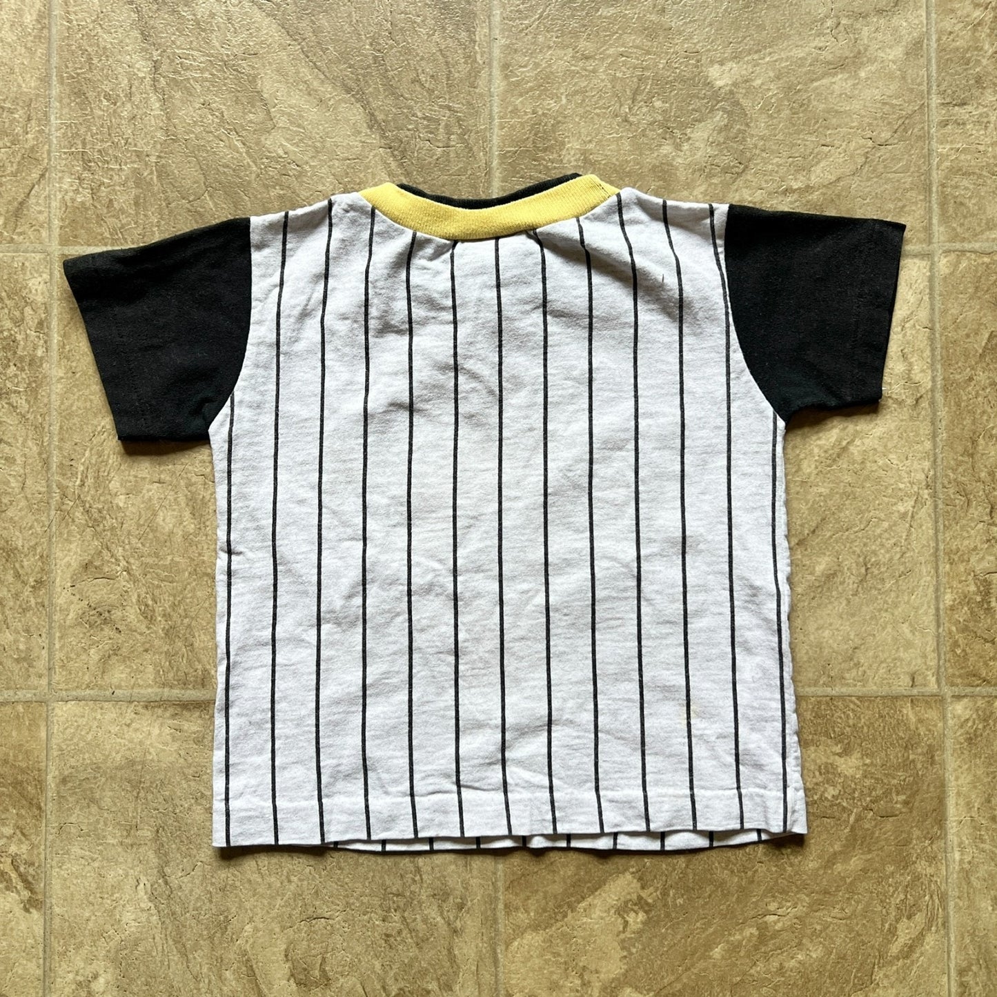 Vtg 80s Wee Works Baseball Graphic Print T-Shirt Size 2 Striped Sporty Retro