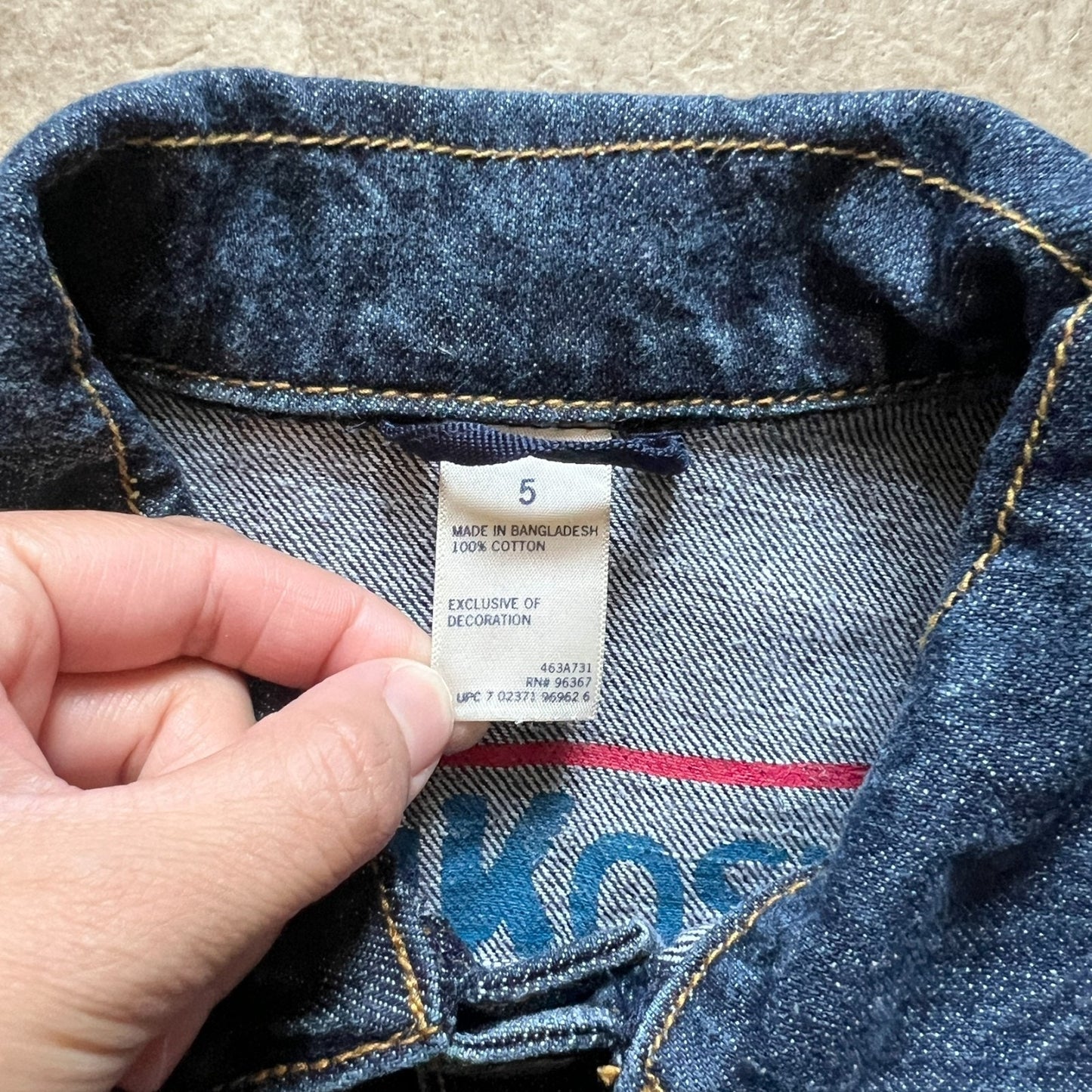 Oshkosh B'Gosh Kids Denim Jean Trucker Jacket Size 5 Snap Closure Logo Spellout