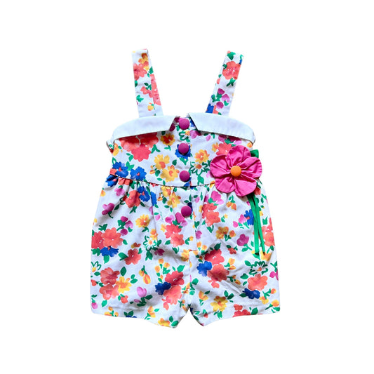 Vintage Baby Toddler Girls Floral Romper Size 4T Multi-color Flower Accent Retro Bloomcore Spring Easter