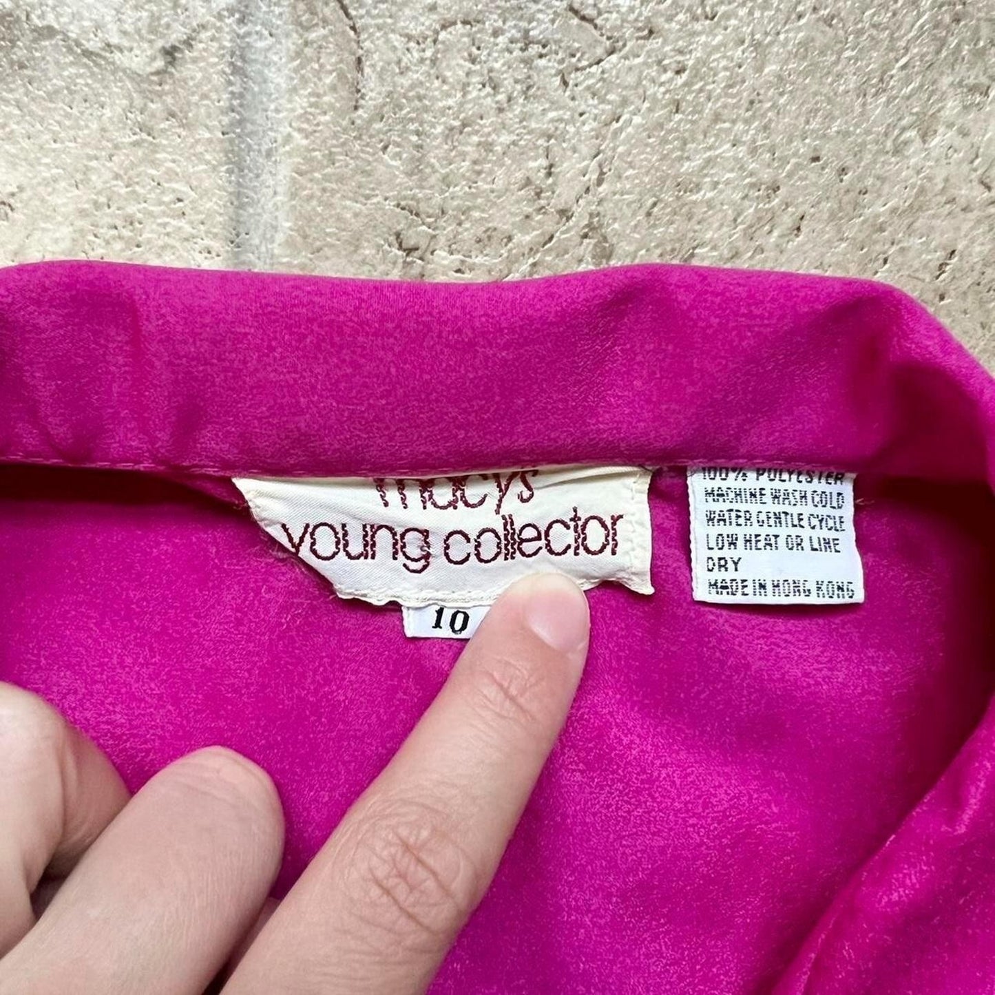 Vtg 80s Macy's Womens Blouse 10 Fuschia Pink Shiny Formal Party Secretary Office