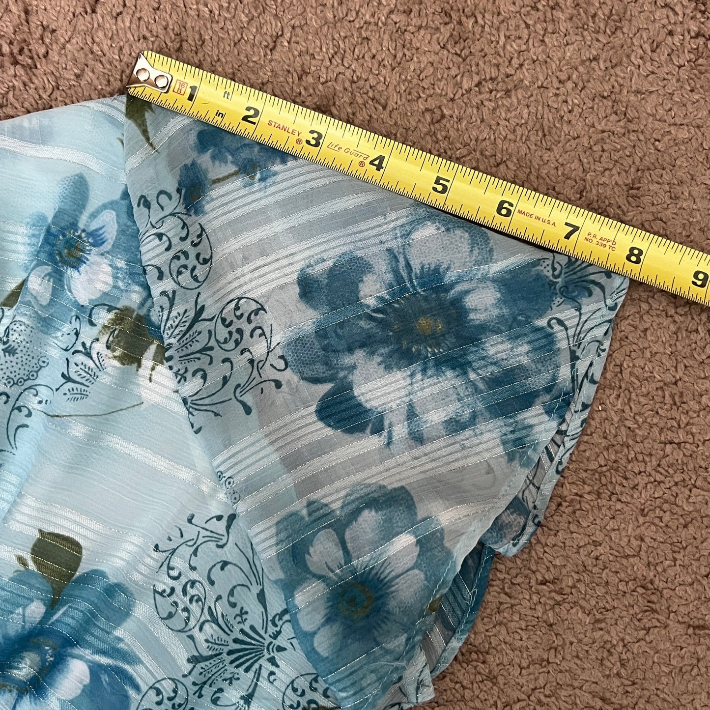 Vtg 90s R&M Richards Midi Dress Size 12P Blue Floral Fairy Whimsical Romantic