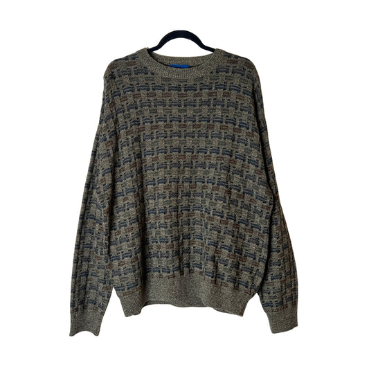 Vtg 90s Towncraft Sweater XL Basket Weave Grunge Grandpacore Classic Minimalist