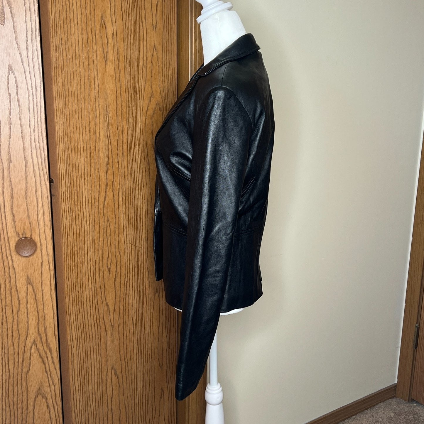 Vintage Y2K Cache Womens Leather Jacket Size 4 Black Buttery Soft Single Button Biker Baddie Goth