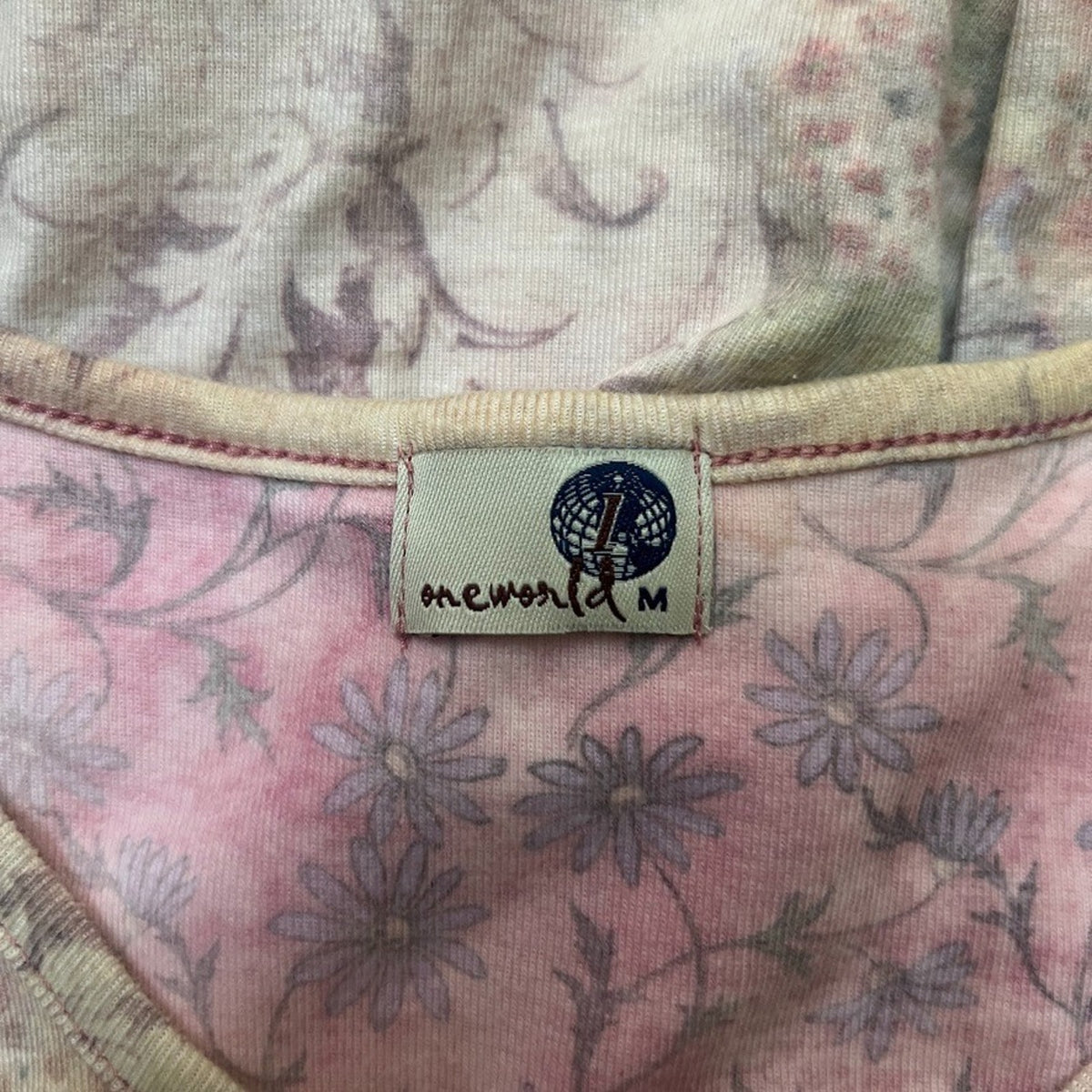 Vtg Y2K One World Top M Multi-color Floral Rhinestones Euro Fairy Festival Artsy