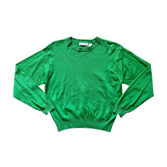 Vintage 90s Liz Claiborne Womens Merino Wool Sweater Kelly Green Preppy Twee Minimalist