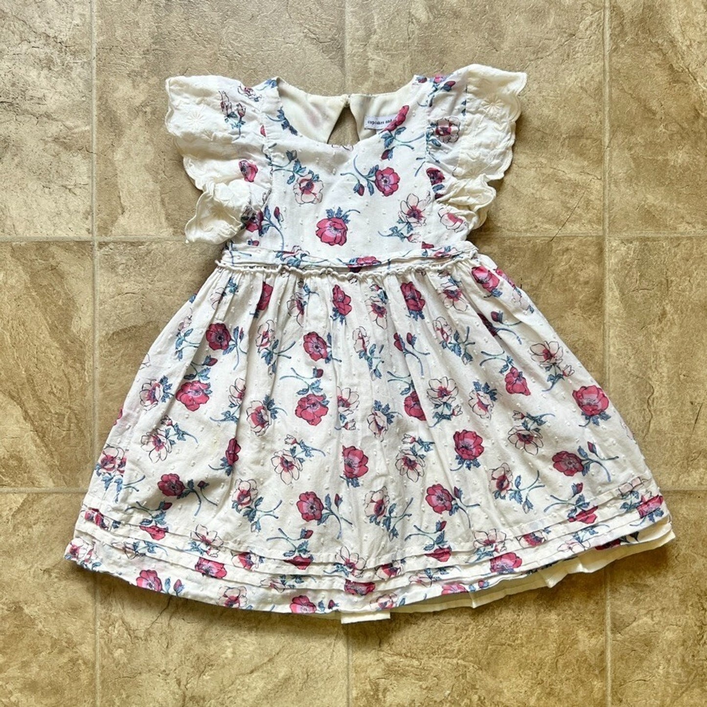 Cupcakes & Cashmere Toddler Dress 3T Floral Swiss Dot