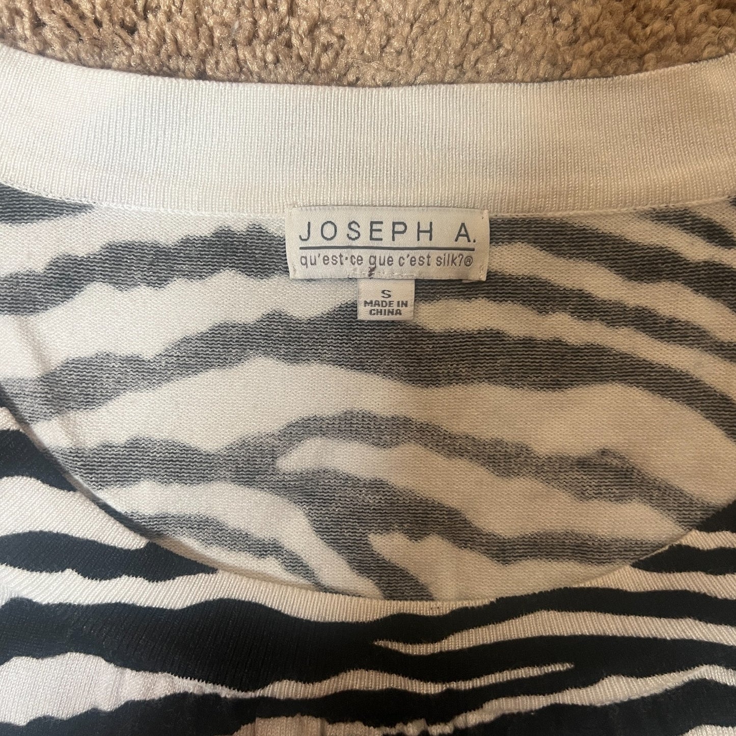 Vtg Y2K Joseph A. Zebra Print Top Size S Goth Grunge Mcbling Clubbing Going Out