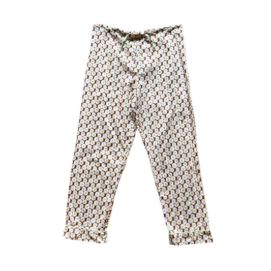Vintage BedHead Pajama Pants Size S 100% Fine Cotton Brown Floral Sheer Drawstring Light-weight