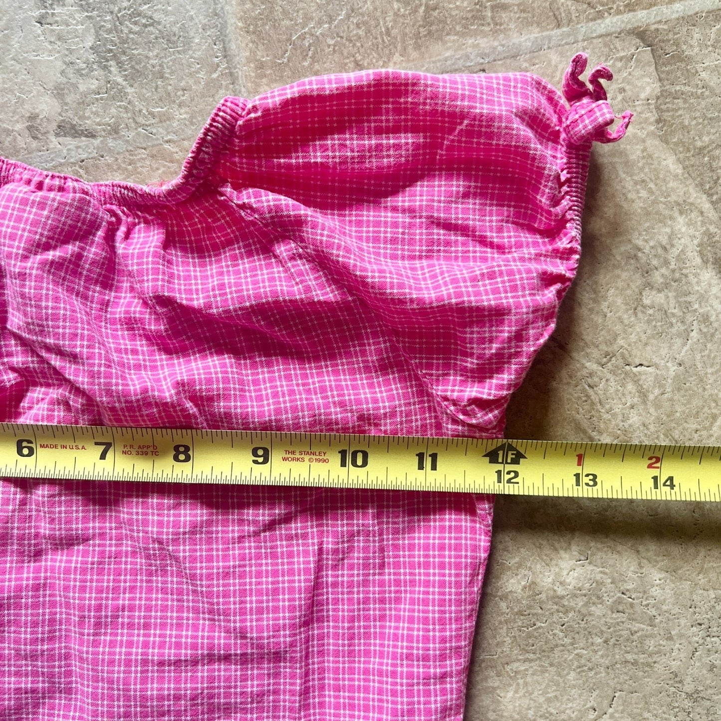Vtg Y2K OshKosh B'gosh Girls Top 3T Pink Plaid Embroidered Flower Barbie Summer