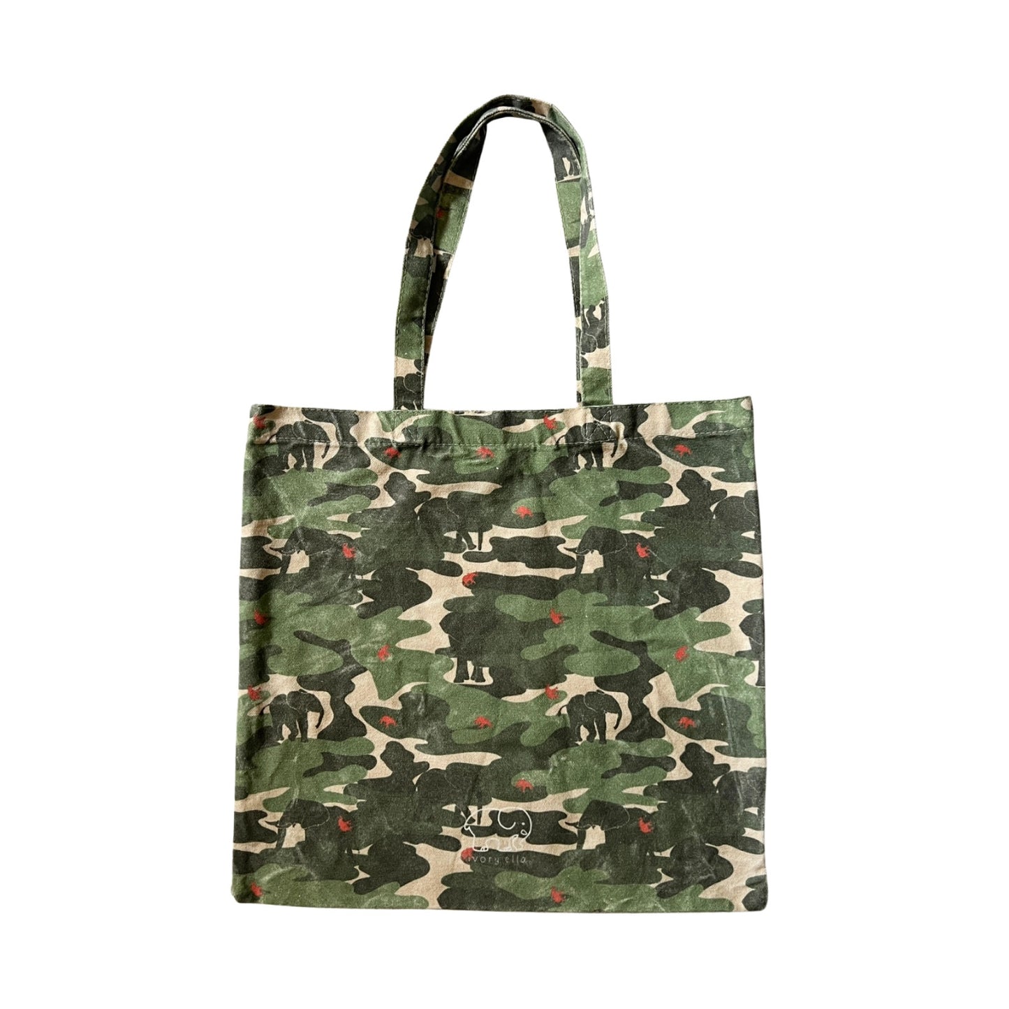 Ivory Ella Canvas Tote Bag Camo Elephants Animals Wild Life Conservation Nature