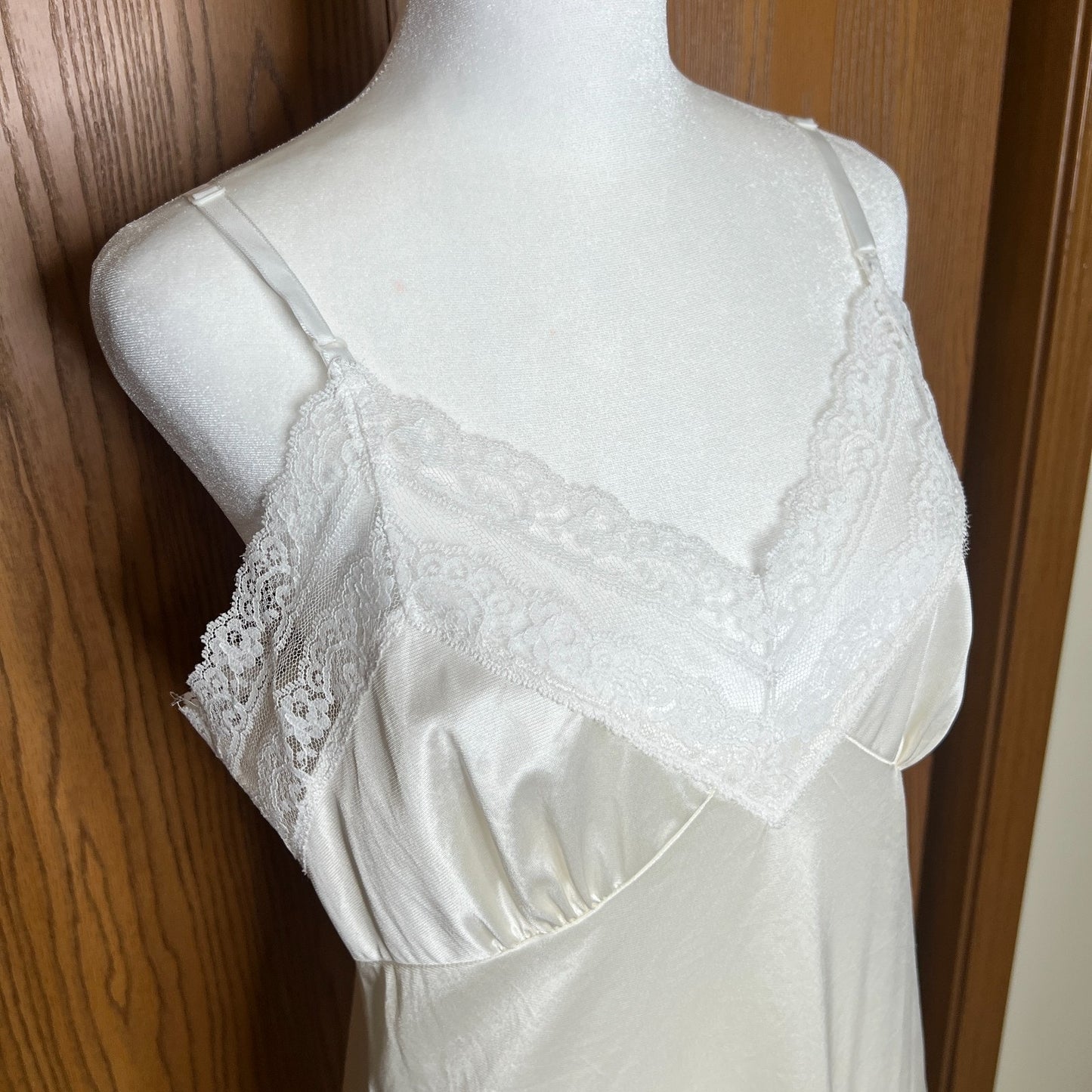 Vintage 80s Sliperfection White Slip Dress Lace Sheer Coquette Soft Girl Angel