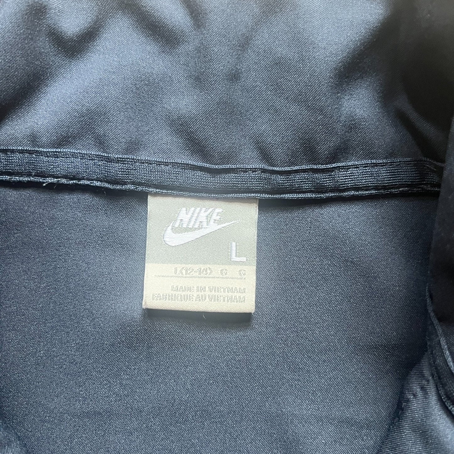 Vintage Nike Youth Track Jacket Size L Navy Blue Embroidered Logo Full Zip