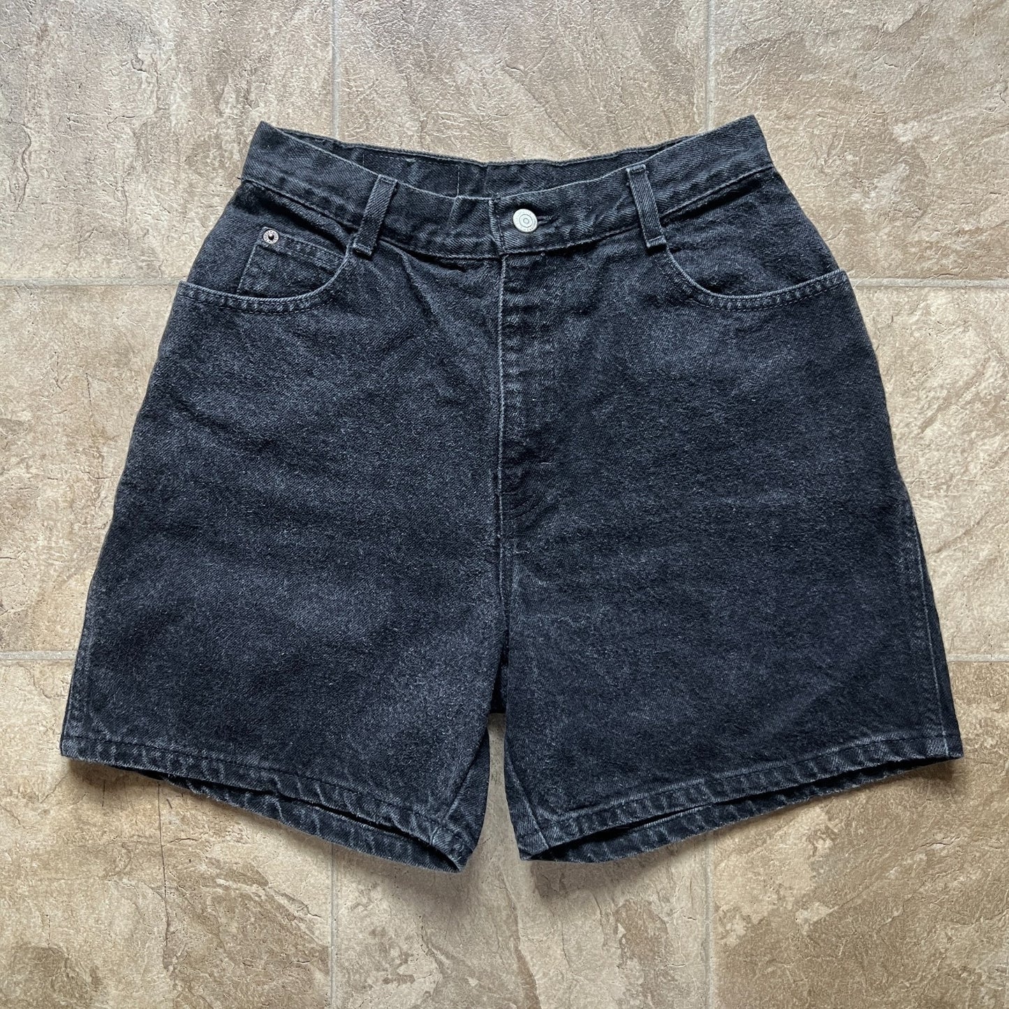 Vtg 90s Gitano Black Denim Shorts 10 High Waisted Festival Indie Goth Punk Rock