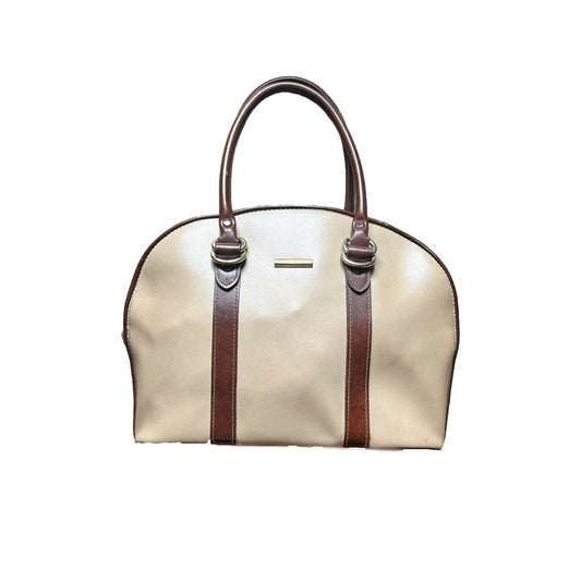 Vintage Liz Claiborne Womens Leather Handbag Tan Brown Full Zip Classic Timeless