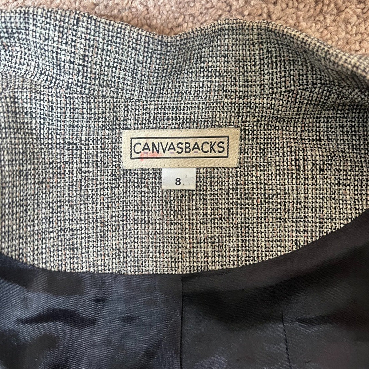 Vtg 90s Canvasbacks Tweed Art to Wear Jacket 8 Artsy Mixed Media Eclectic Funky