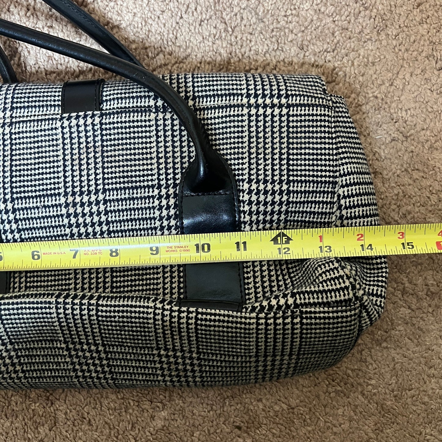 Vtg Y2K Wilson's Leather Baguette Shoulder Bag Plaid Red Lining Classic Office Minimalist