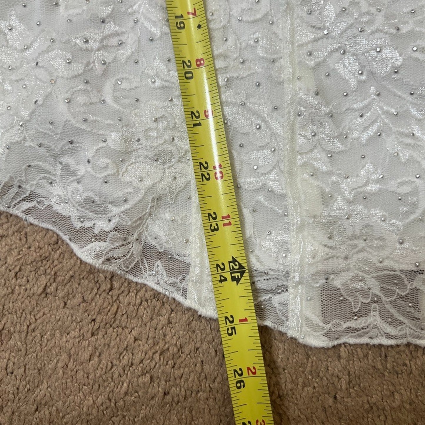 Vtg Y2K Dress Barn Lace Tank Top M Faux Corset Rhinestones Coquette Balletcore
