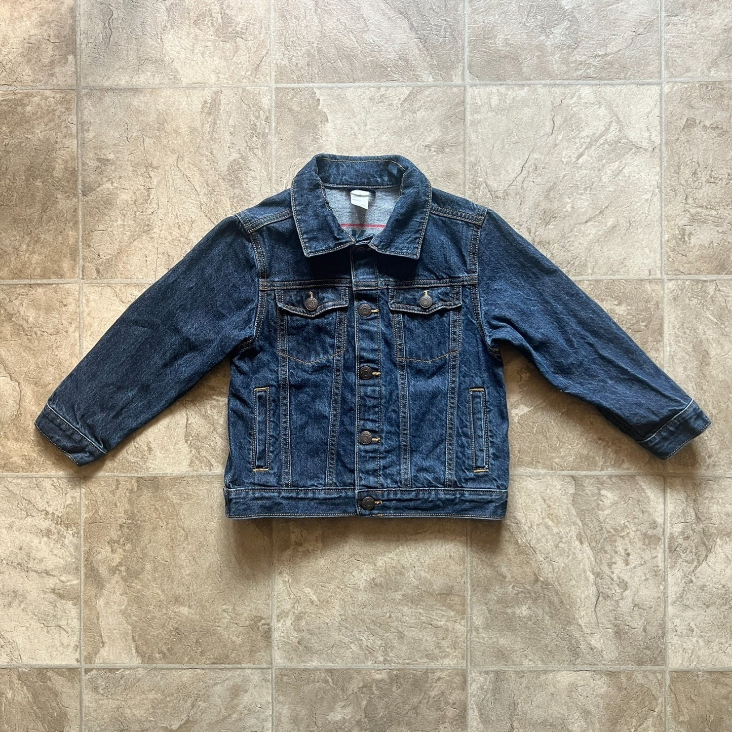 Oshkosh B'Gosh Kids Denim Jean Trucker Jacket Size 5 Snap Closure Logo Spellout