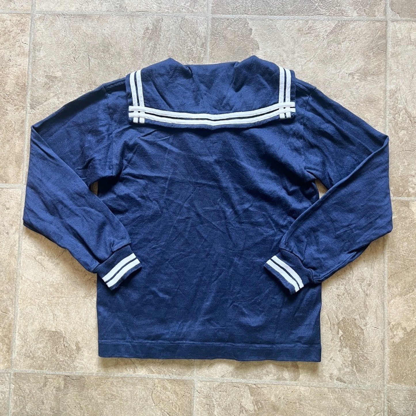 Vtg 80s Buster Brown Sailor Top Navy Embroidered Stars Nautical Preppy Americana