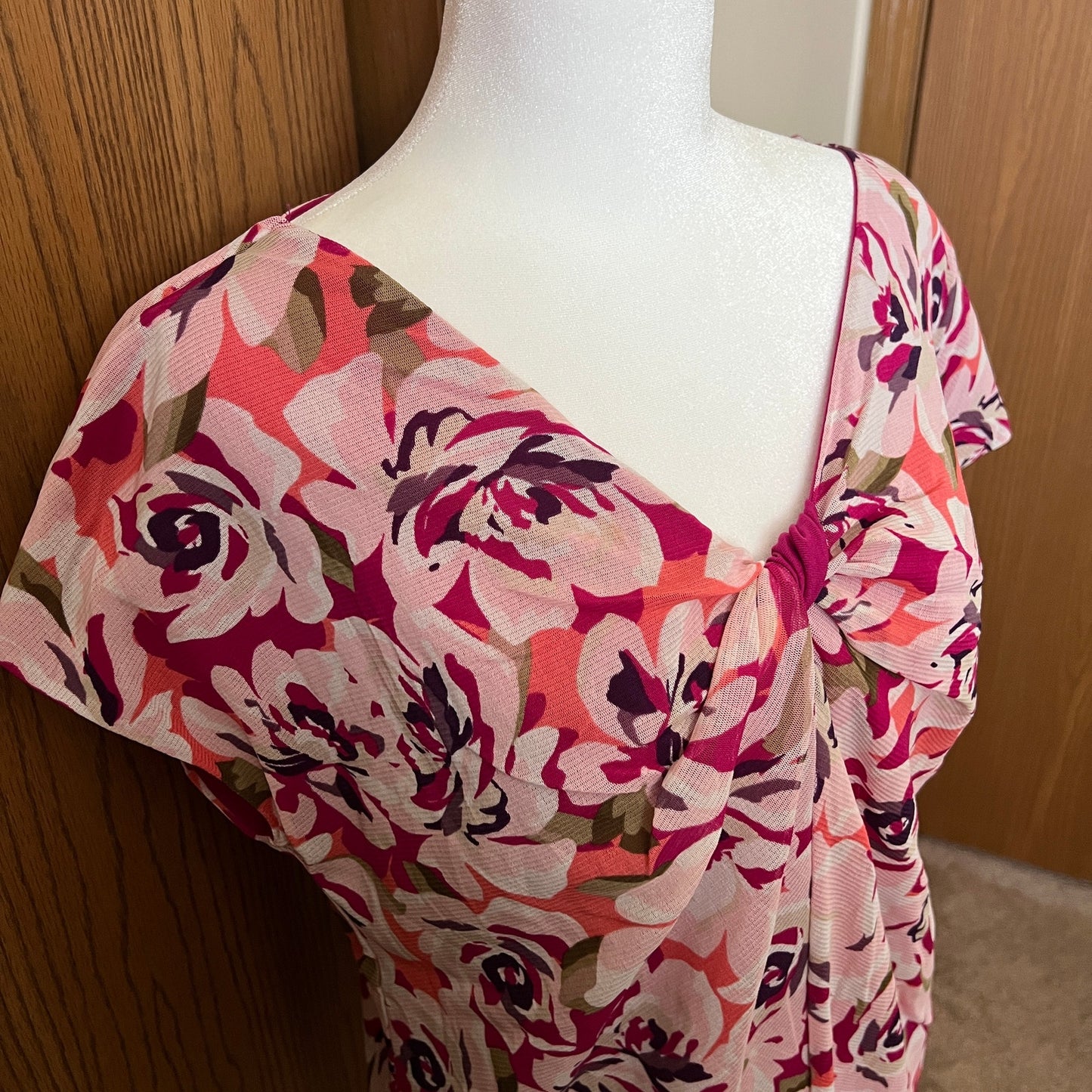 Vintage Y2K Liz Claiborne Floral Ruched Top L Romantic Feminine Statement