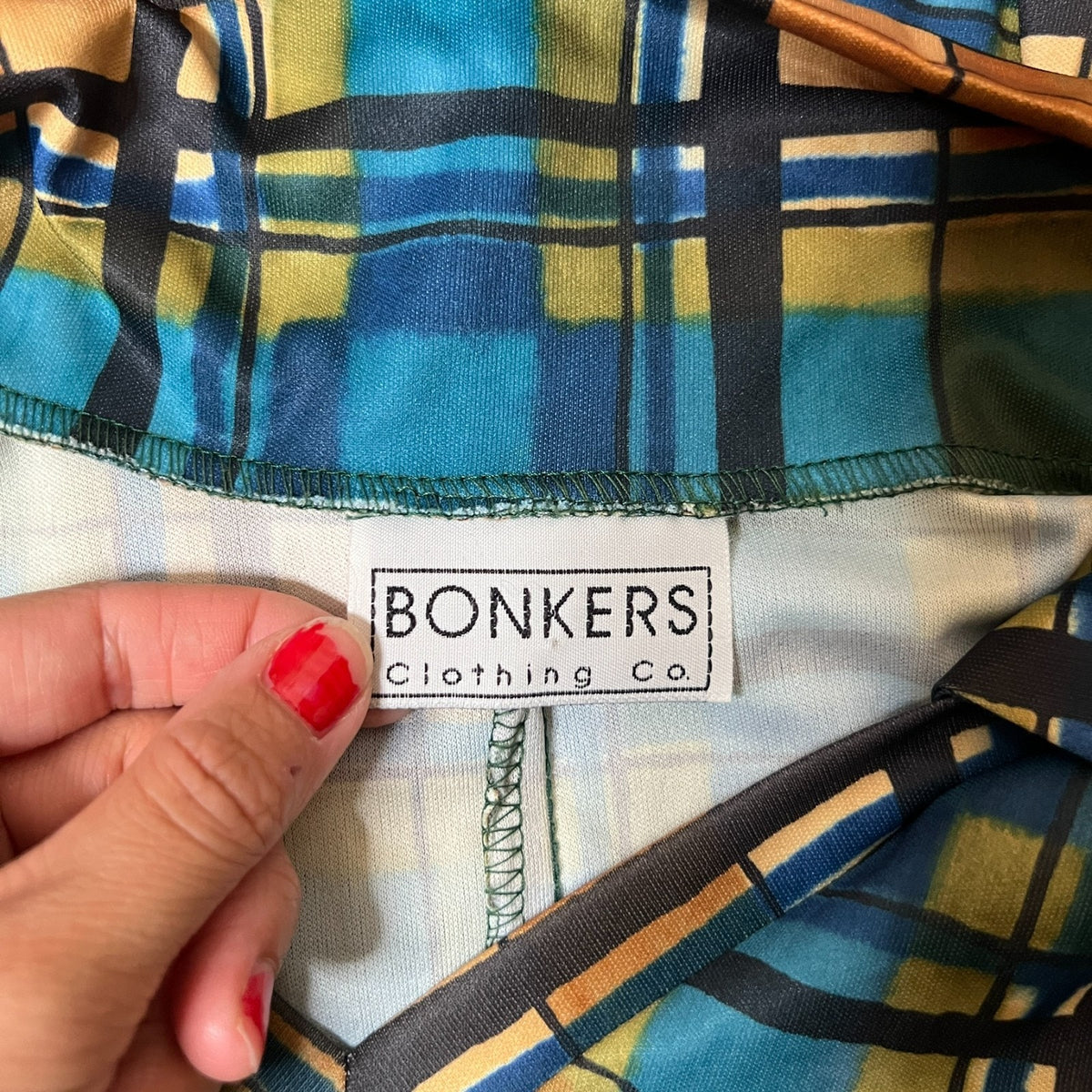 Vtg 90s Bonkers Clothing Co Dress Multi-color Plaid Academia Preppy Mod Artsy