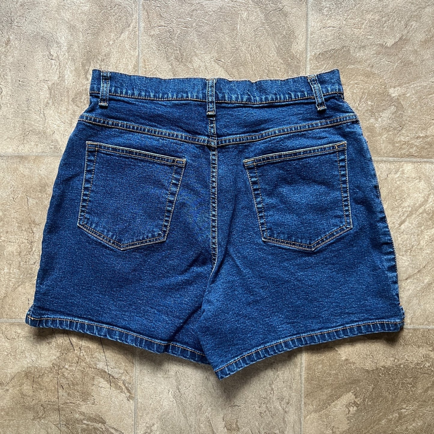 Vtg 90s Bill Blass Denim Shorts 10 Dark Wash Stretch Classic Minimalist Festival